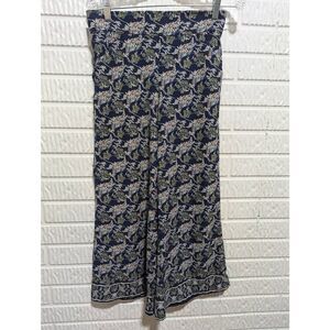 Max Studio Women's Blue Floral Print Polyester Cropped Pants Size S NWT